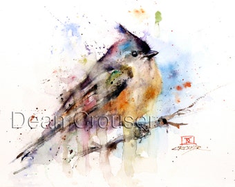 TUFTED TITMOUSE Watercolor Bird Art Print by Dean Crouser