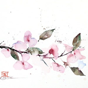 CHERRY BLOSSOMS Watercolor Floral Print by Dean Crouser