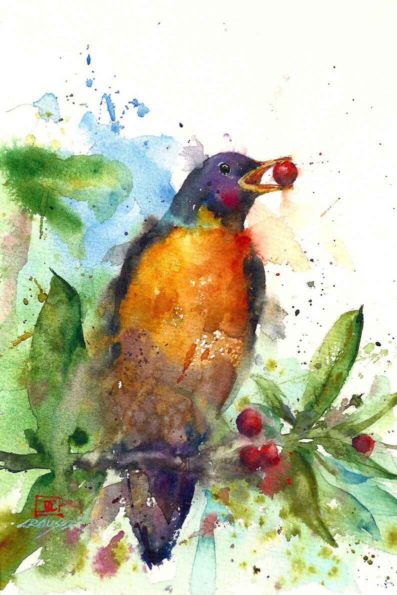 ROBIN Watercolor Bird Print by Dean Crouser image 2