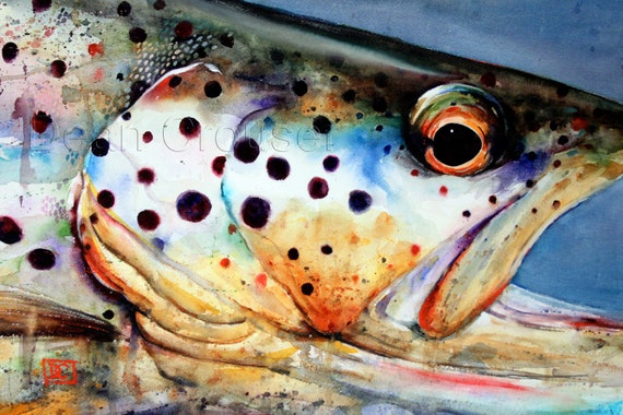 BROWN TROUT Watercolor Fish Art Print by Dean Crouser