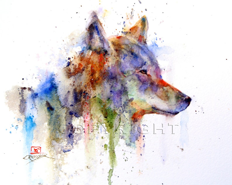 COYOTE Watercolor Art Print, Coyote Painting by Dean Crouser image 1