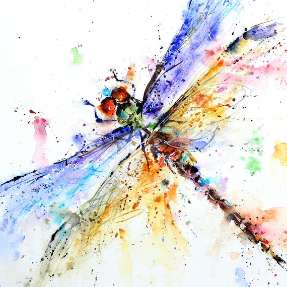 DRAGONFLY Watercolor Nature Art Print by Dean Crouser - Etsy