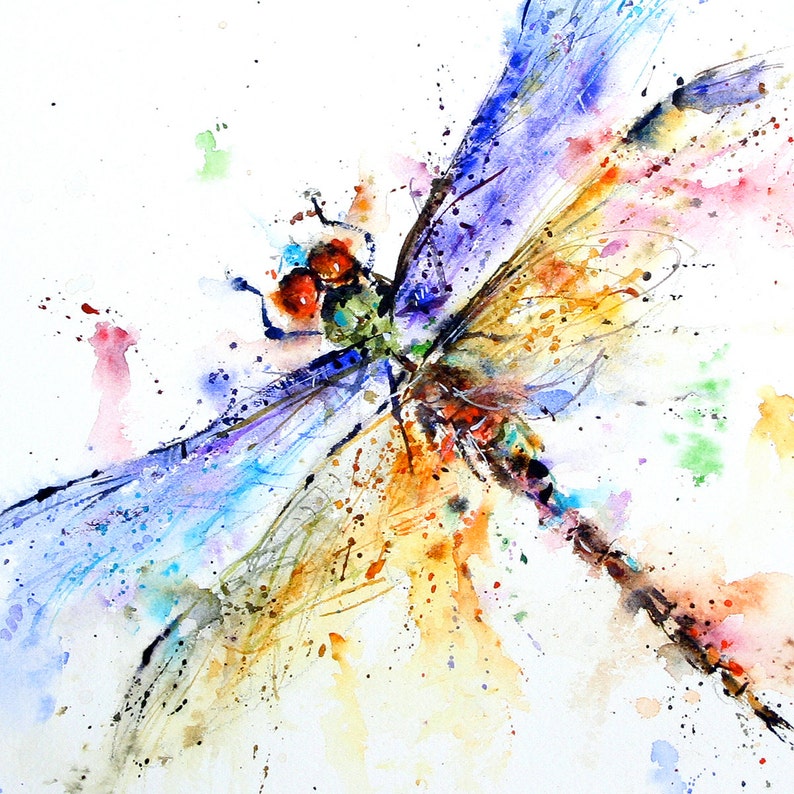 DRAGONFLY Watercolor Nature Art Print by Dean Crouser image 2