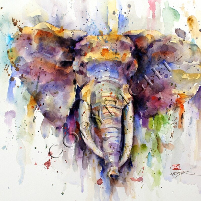 ELEPHANT Watercolor Animal Print by Dean Crouser image 2