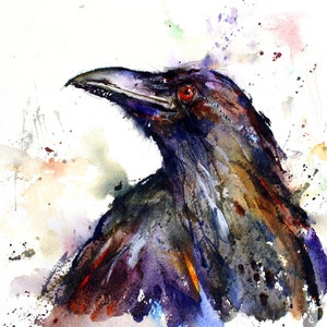 RAVEN Watercolor Bird Art Print By Dean Crouser