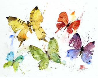BUTTERFLIES Watercolor Butterfly Print by Dean Crouser