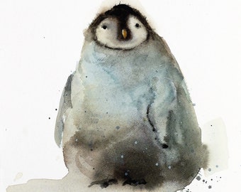 BABY PENGUIN Watercolor Print By Dean Crouser