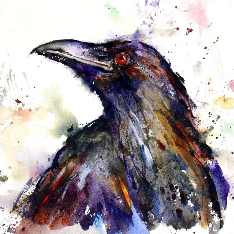 RAVEN Watercolor Bird Art Print By Dean Crouser image 2