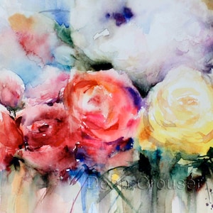 ROSE BOUQUET Floral Watercolor Painting by Dean Crouser