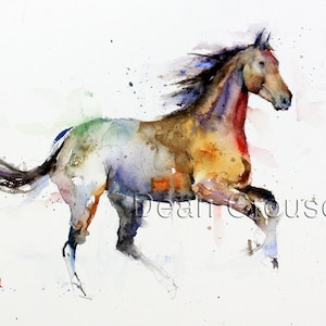 HORSE Colorful Watercolor Art Print, Horse Painting  by Dean Crouser