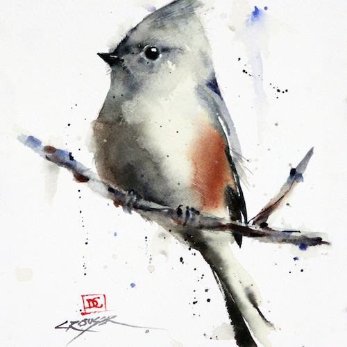 Impression d'oiseau aquarelle TITMOUSE par Dean Crouser