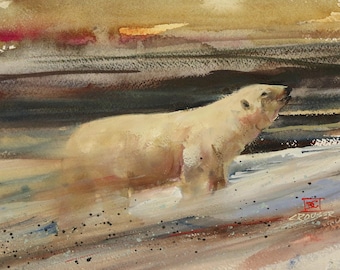 POLAR BEAR Watercolor Print by Dean Crouser