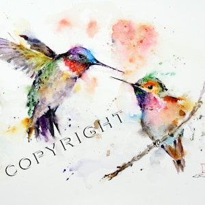 Set of 2 HUMMINGBIRD Watercolor Bird Art Prints by Dean Crouser