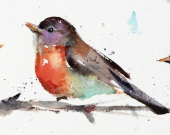 ROBIN Watercolor Bird Print by Dean Crouser