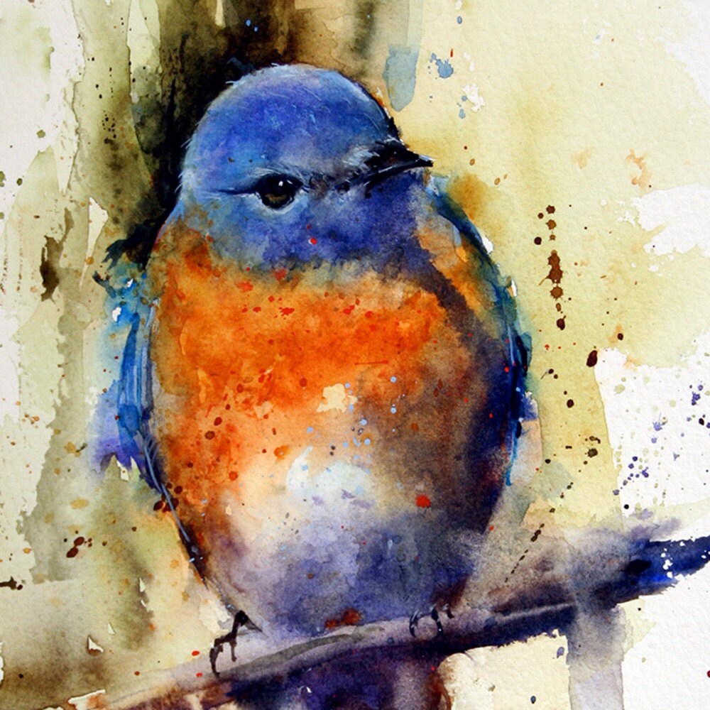 EASTERN BLUEBIRD Watercolor Bird Art Print By Dean Crouser