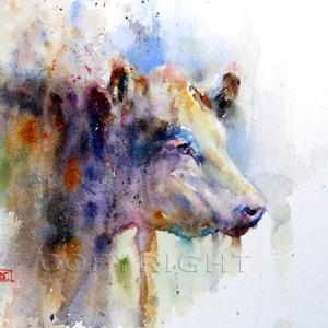 Hereford Cow Watercolor Print by Dean Crouser