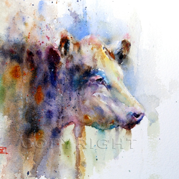 HEREFORD Cow Watercolor Print, Cow Painting, Cow Art, by Dean Crouser