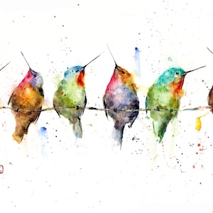 Cartes de voeux vierges Colibri, lot de 8, aquarelle d'oiseaux par Dean Crouser