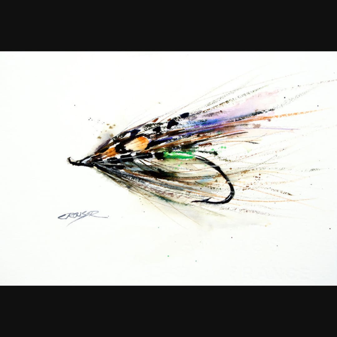 FLY FISHING Watercolor Print, Fly Art, Fly Painting, by Dean Crouser -   Israel