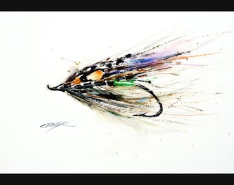 FLY FISHING Watercolor Print, Fly Art, Fly Painting,  By Dean Crouser
