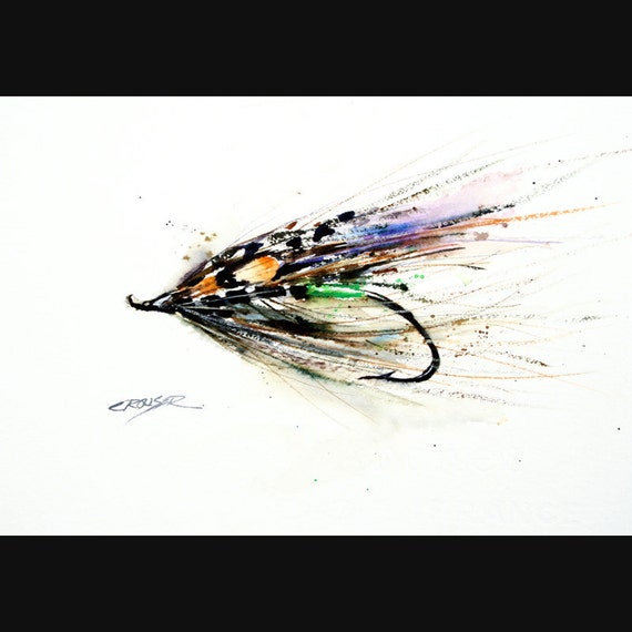 FLY FISHING Watercolor Print, Fly Art, Fly Painting, By Dean Crouser