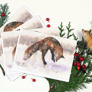 FOX in SNOW Blank Greeting Cards, Set of 8, Watercolor Wildlife Art by Dean Crouser