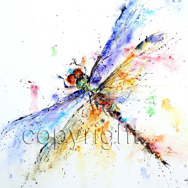 DRAGONFLY Watercolor Nature Art Print by Dean Crouser