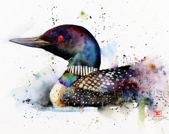 LOON Watercolor Bird Art Print, Loon Watercolor, Bird Painting,  by Dean Crouser