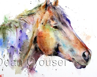 HORSE Colorful Watercolor Print by Dean Crouser