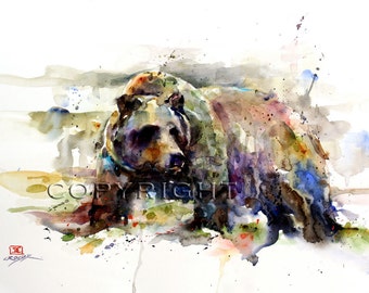 GRIZZLY BEAR Watercolor Print by Dean Crouser