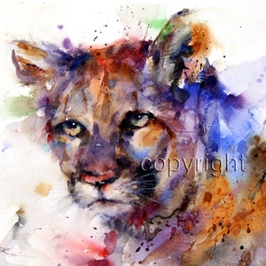 COUGAR Mountain Lion Watercolor Print by Dean Crouser