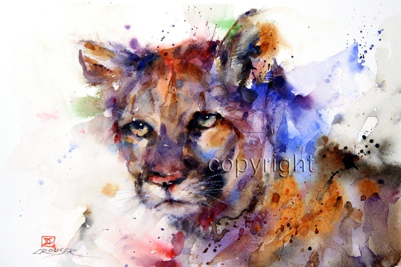 COUGAR Mountain Lion Watercolor Print by Dean Crouser image 1