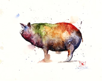 PIG Watercolor Animal Print by Dean Crouser