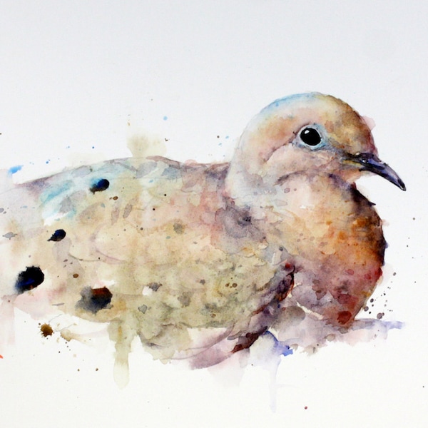 MOURNING DOVE Watercolor Bird Art Print by Dean Crouser