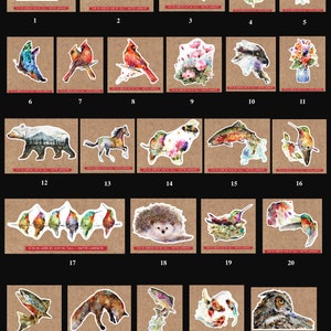 STICKERS, Choose from Birds, Fish, Bears, Hummingbirds and More, Bundle and Save, Watercolors by Dean Crouser