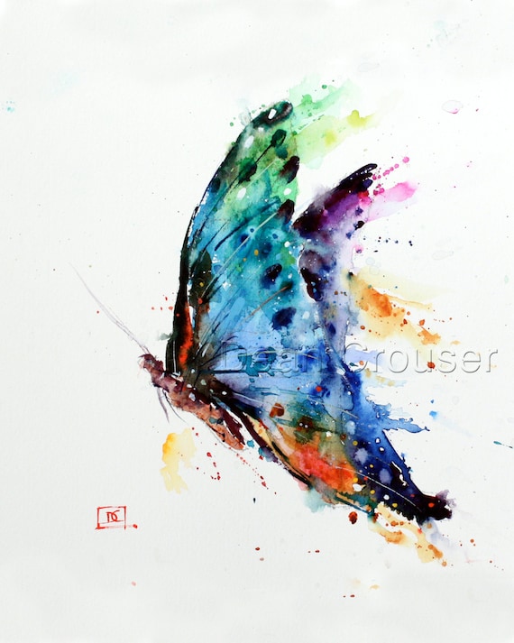 BUTTERFLY Watercolor Art Print Butterfly Painting by Dean  Etsy