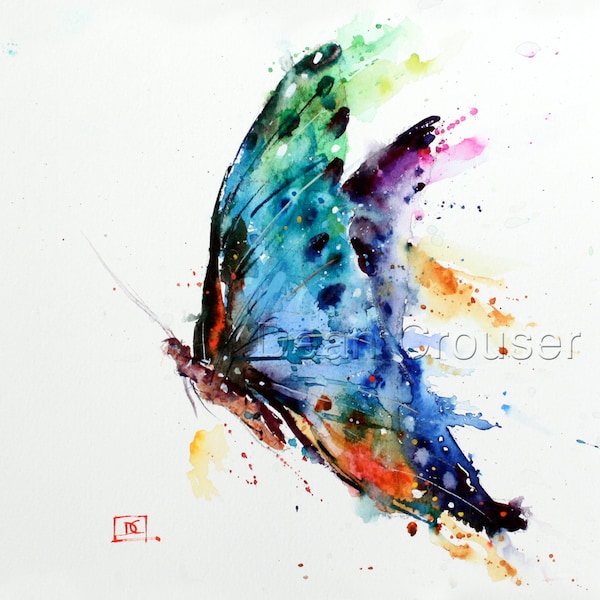 BUTTERFLY Watercolor Art Print, Butterfly Painting,  by Dean Crouser