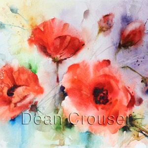 POPPY Flower Watercolor Print by Dean Crouser