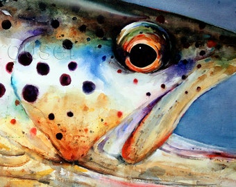 BROWN TROUT Watercolor Fish Art Print by Dean Crouser