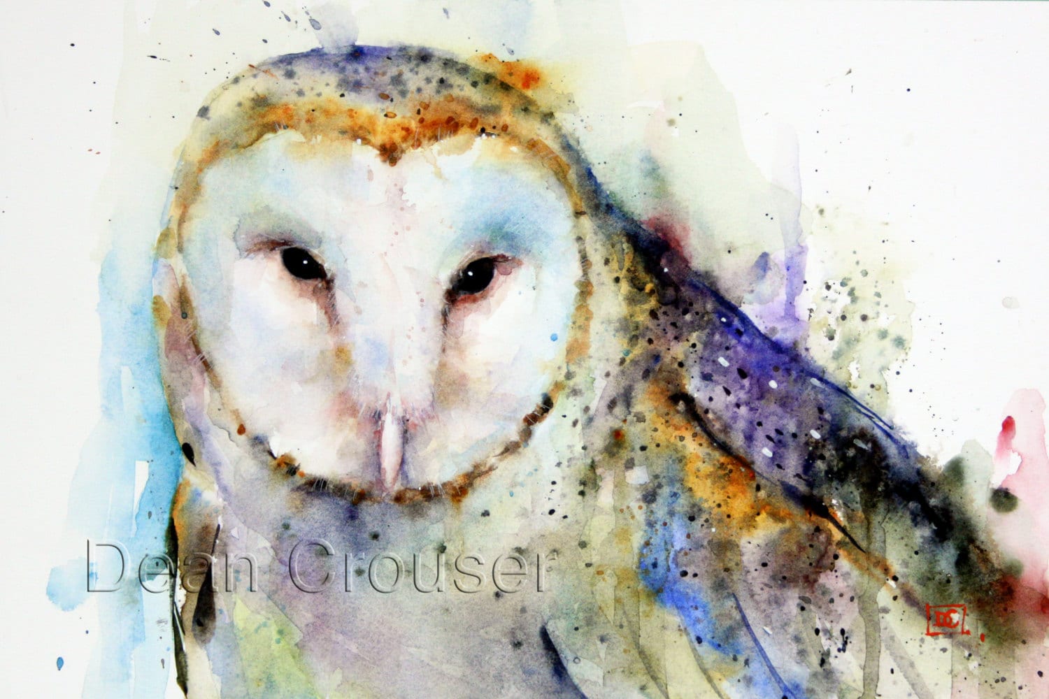 BARN OWL Watercolor Print by Dean Crouser