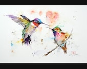 HUMMINGBIRDS Watercolor Bird Print, Hummingbird Painting by Dean Crouser