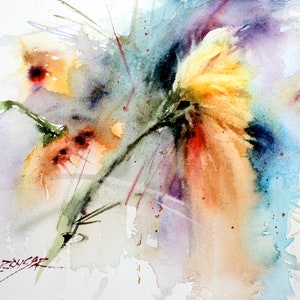 SUNFLOWERS Watercolor Floral print by Dean Crouser