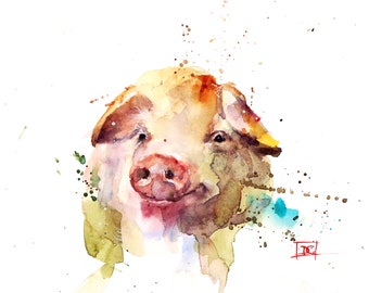 PIG Watercolor Print by Dean Crouser