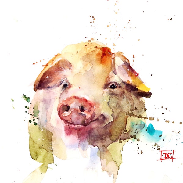 PIG Watercolor Print by Dean Crouser