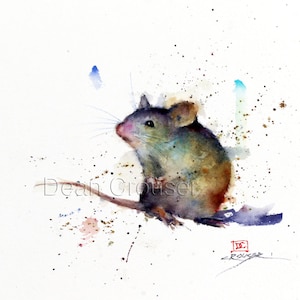 MOUSE Watercolor Print Colorful Animal Art by Dean Crouser