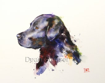 BLACK LABRADOR Watercolor Dog Print, Dog Painting by Dean Crouser