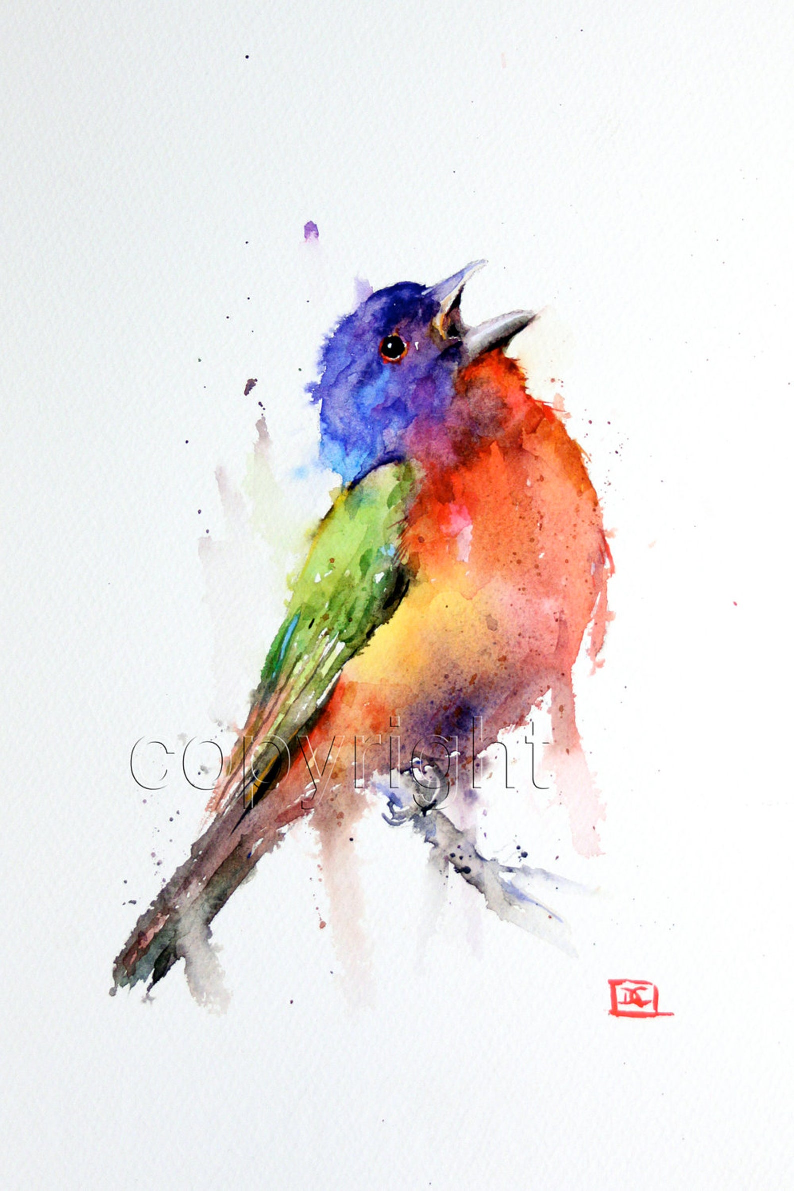 PAINTED BUNTING Watercolor Bird Print Bird Painting Bird Art Etsy