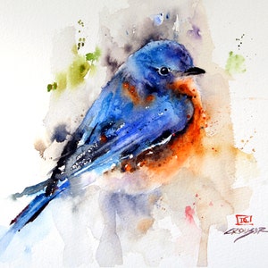 BLUEBIRD Watercolor Bird Print by Dean Crouser