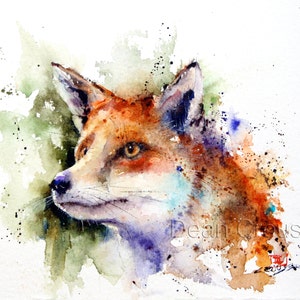 RED FOX Watercolor Nature Print by Dean Crouser image 1