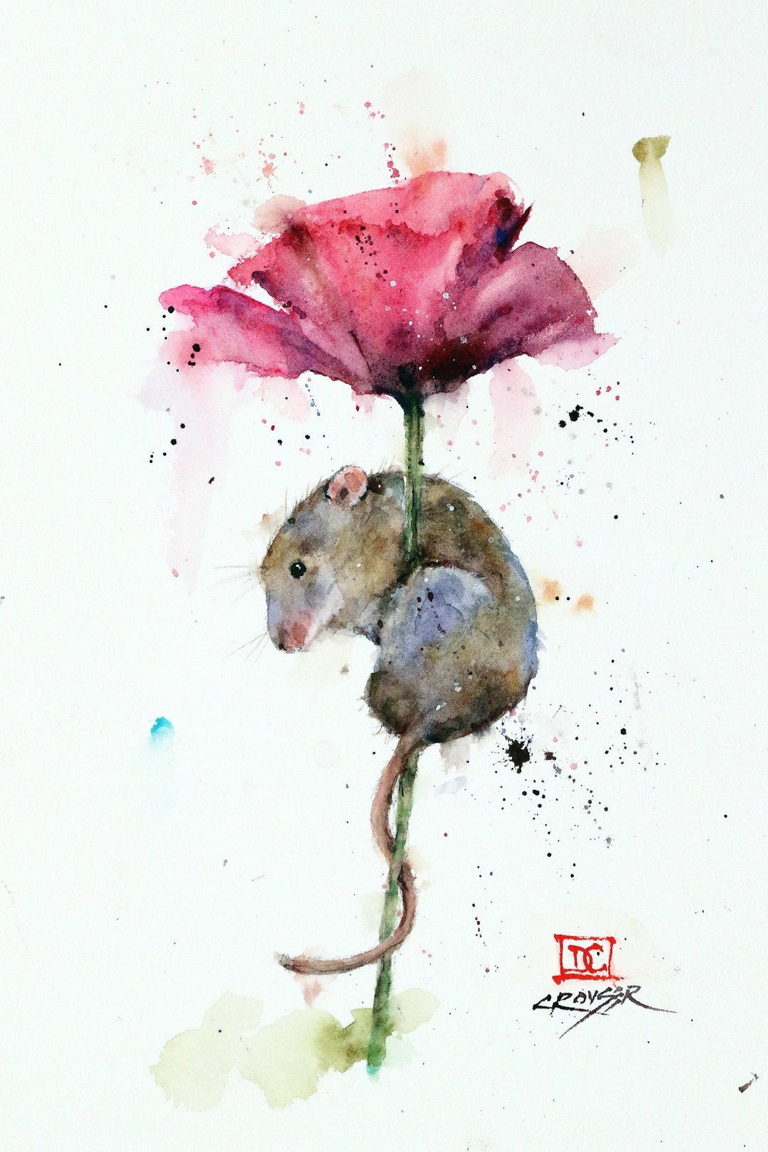 Mouse Artwork MOUSE Art Print - Whimsical Watercolor Nature Painting by Dean Crouser ...